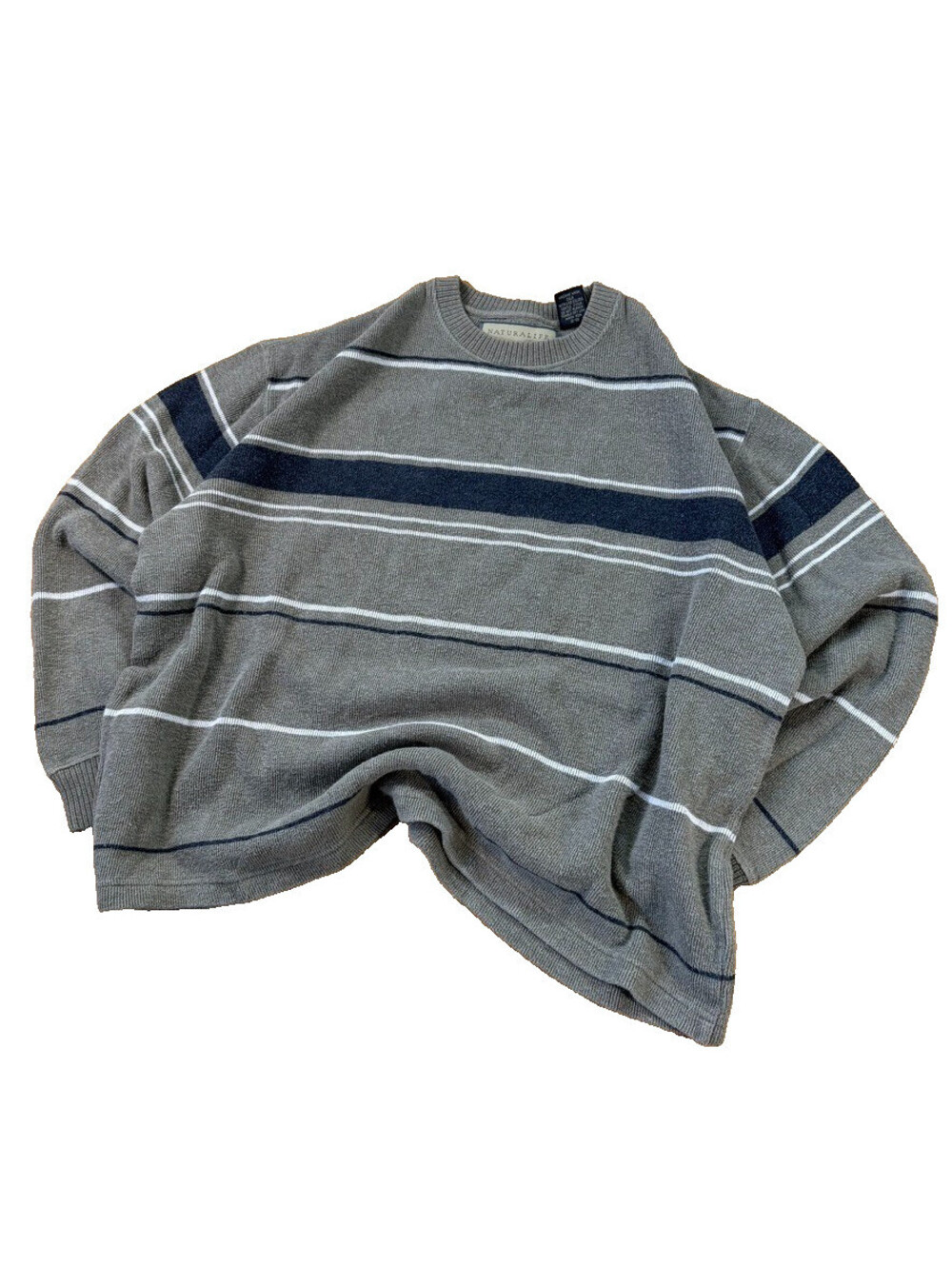 Y2K Striped Knit Sweater Small Boxy Crewneck Cotton Skater